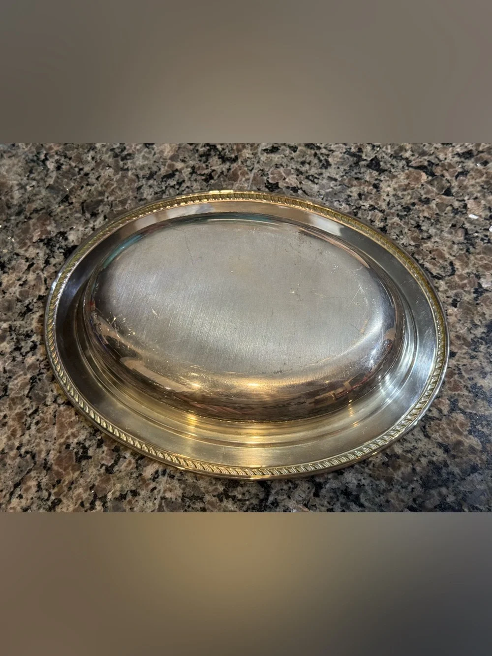 Vintage Rope Edge Silver Plate Oval Serving Dish 8.75” X 11.5”